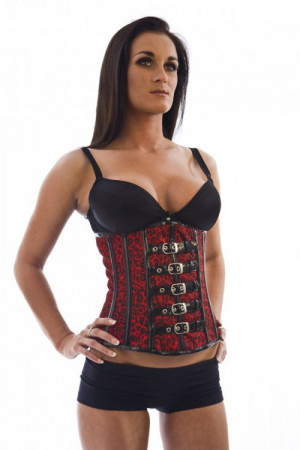  Buckle red underbust corset in leopard print - 