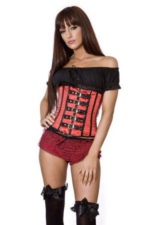  Buckle underbust corset in red satin - 