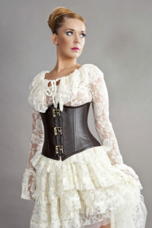  Candy c-lock underbust steel boned corset in brown matte vinyl - 