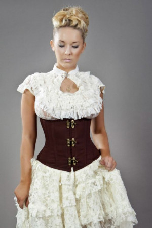  Candy c-lock waist training underbust corset in brown twill - 