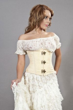  Candy c-lock underbust burlesque corset in cream brocade - 