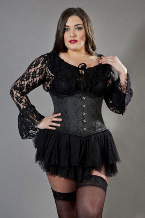  Candy plus size underbust waist training corset in black brocade - 