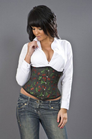  Candy underbust waist training corset in cherry brocade - 