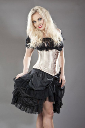  Candy underbust steel boned waist training cincher in gold satin - 