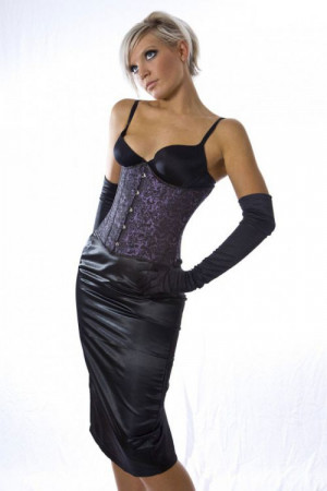 Candy steel boned underbust corset in purple brocade - 