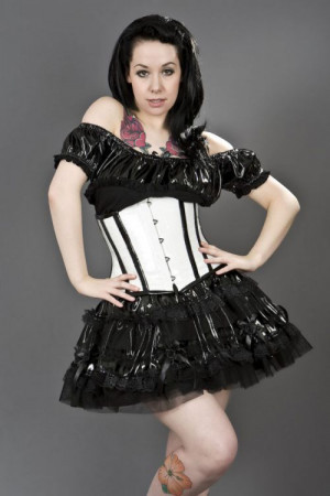  Candy underbust waist cincher in white and black PVC - 