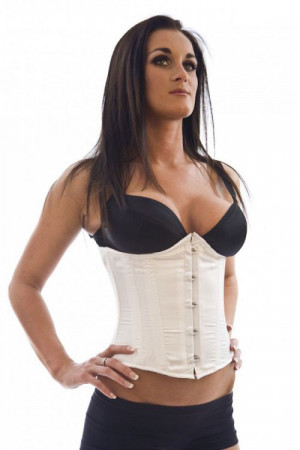  Candy underbust plus size waist cincher in white satin - 