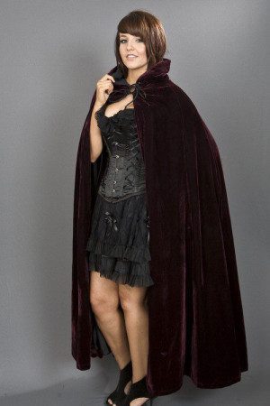  Gothic cape with hood in burgundy velvet - 
