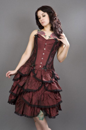  Chantelle overbust steel boned corset in burgundy taffeta - 