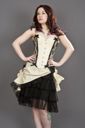  Chantelle overbust steel boned corset in cream taffeta - 