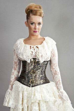  C-Lock underbust steampunk corset in gold king brocade - 