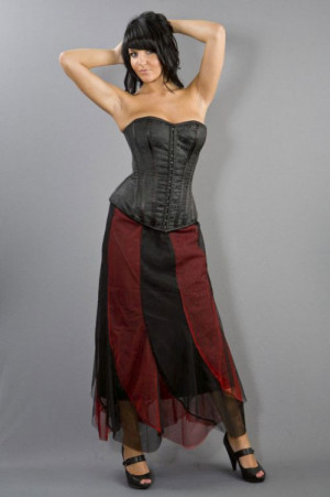 Clown gothic maxi skirt in black and red mesh - 