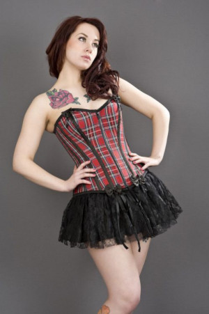  Daisy overbust burlesque corset in red tartan - 