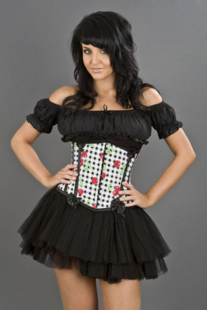  Daisy underbust rockabilly corset in cherry gingham - 