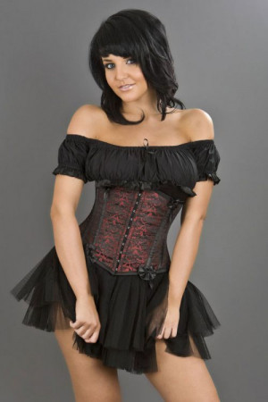  Daisy underbust corset in red brocade - 