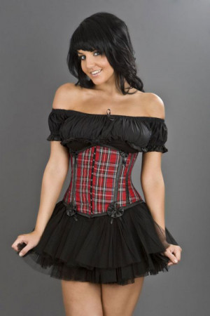  Daisy underbust corset in red tartan - 