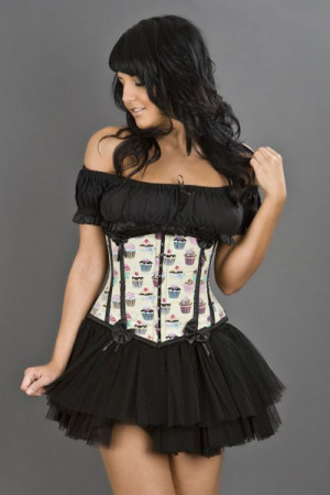 Daisy underbust rockabilly corset in cupcake print - 