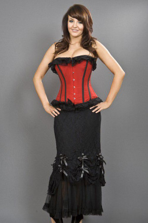 Корсет Dita overbust burlesque corset in red taffeta - Изображение