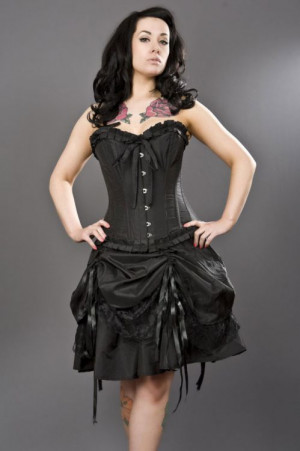 Юбка Dita knee length burlesque skirt in black taffeta - Изображение
