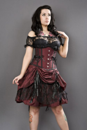 Юбка Dita knee length burlesque skirt in burgundy taffeta - Изображение