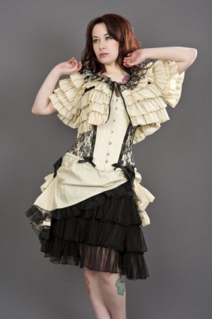  Diva knee length burlesque skirt in cream taffeta - 