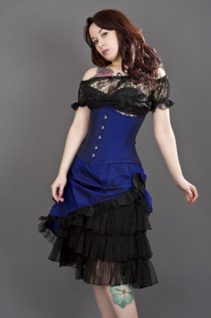  Diva knee length burlesque skirt in navy blue taffeta - 