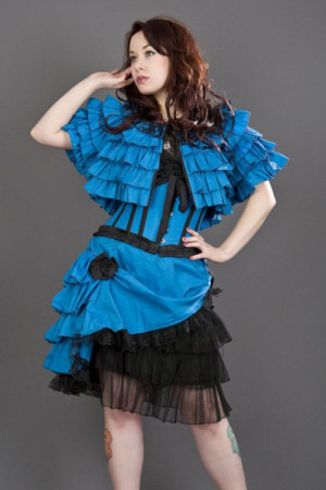  Diva knee length burlesque skirt in turquoise taffeta - 