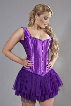  Duchess overbust steel boned corset in purple satin - 