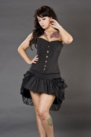 Elegant overbust steel boned corset in pinstripe - 