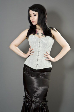  Elegant overbust steel boned corset in silver glitter /   - 