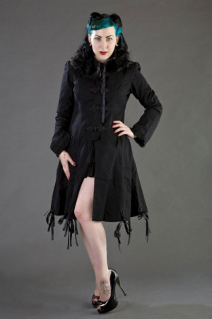  Elizabeth ladies gothic coat with hood in black twill - 