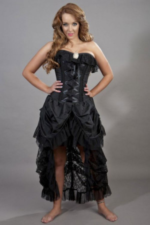  Elizabeth black evening corset dress in taffeta - 