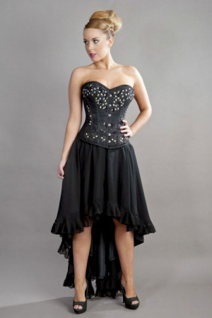  Elizium victorian high low skirt in black chiffon - 