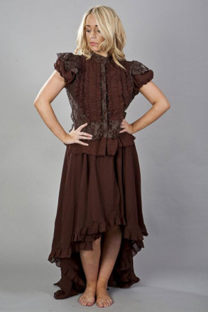  Elizium long victorian skirt in brown chiffon - 