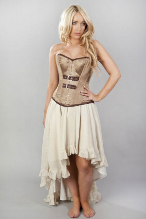  Elizium long victorian skirt in cream chiffon - 