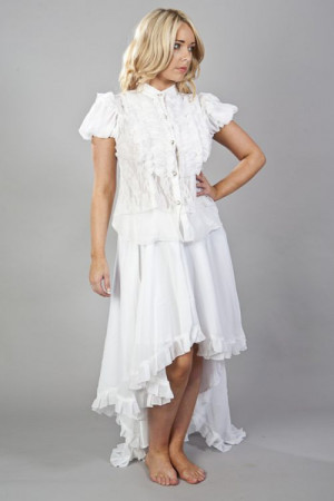  Elizium long victorian skirt in white chiffon - 