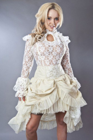 Elvira knee length burlesque skirt in cream taffeta - 