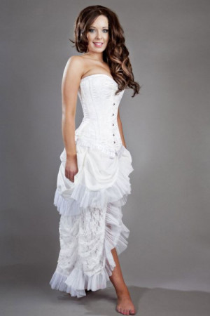  Elvira long burlesque skirt in white taffeta - 