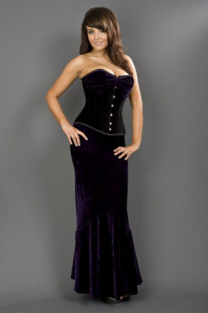  Fishtail long mermaid skirt in purple velvet - 