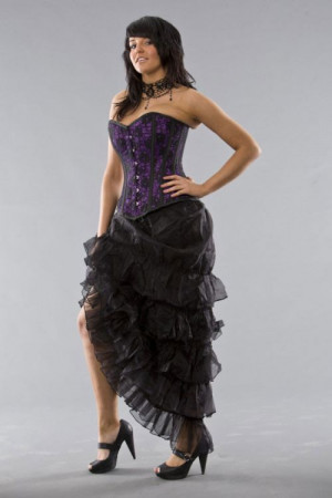  Flamingo long burlesque skirt in black organza - 