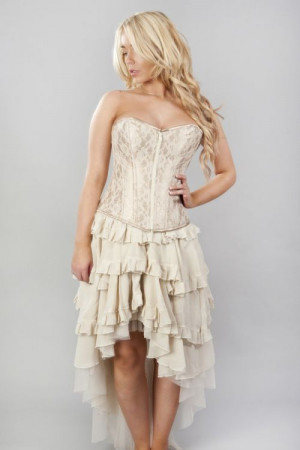 Корсет Glamour overbust fashion corset in gold satin & cream lace overlay - Изображение