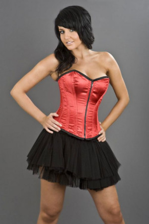  Glamour overbust lace up corset in red satin - 