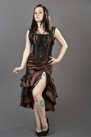  Jasmin overbust gothic corset in brown satin - 