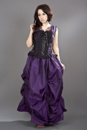  Jasmin overbust lace up corset in purple taffeta - 