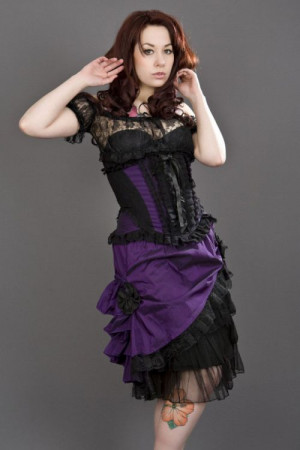  Jasmin underbust gothic corset in purple taffeta - 