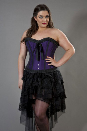  Lily overbust plus size corset in purple taffeta - 