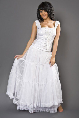  Lucy ladies top in white cotton and white lace overlay /   - 