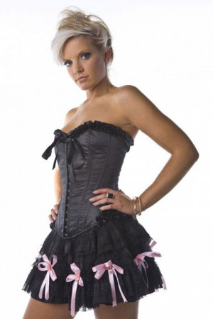  Maybow overbust burlesque corset in black satin - 