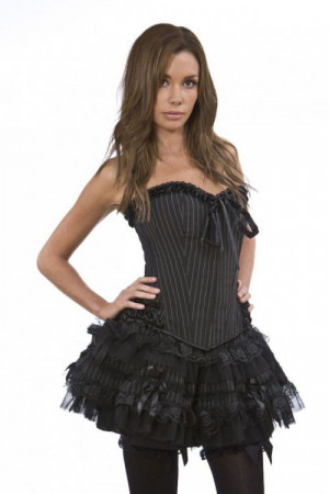  Maybow overbust rockabilly corset in pinstripe & black satin /  /   /  - 