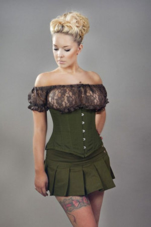  Micra punk rock mini skirt in olive green twill /  - 